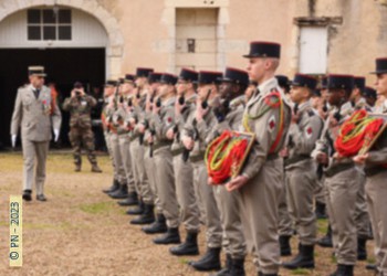 03/01/2023, photo Pascal Nojac, Mignaloux-Beauvoir, remise de fourragères, arrivée du chef de corps